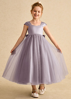 Azazie Chickadee vestidos de niña de las flores Vestido de Atardecer de Satin Mate de Princesa con Escote de Corazón image4