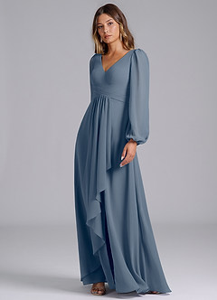 Azazie Omari Bridesmaid Dresses Twilight A-Line Long Sleeve Chiffon Dress image4