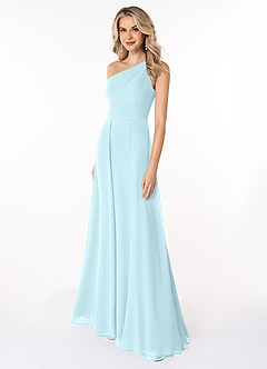 Azazie Dallas Bridesmaid Dresses Cloud Blue A-Line One Shoulder Chiffon Dress image1