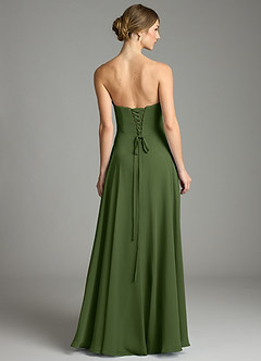 Azazie Ayla Abiti da Damigella Abito A-Line in Chiffon Scollo a Cuore Oliva image2