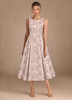Azazie Fulton vestidos de madre de la novia Vestido de Rosa Rubor de Devorado Floral de Corte En A con Plisado image5