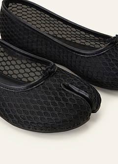 front Mesh Split-Toe Tabi Fold Ballerina Ballet Flats