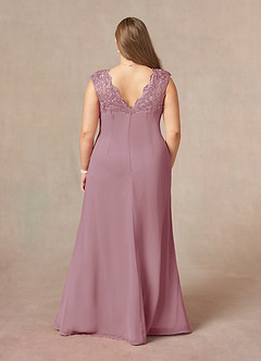 Azazie Gladys Mother of the Bride Dresses Vintage Mauve A-Line Queen Anne Lace Chiffon Dress image8