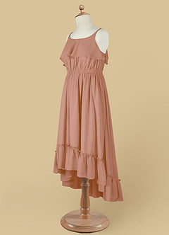 Azazie Karmen Blumenmädchenkleider A-Linie Gestreift Chiffon Kleid Champagner Rosa image10