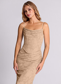 Azazie Sorrel Jurken voor bruidsmeisjes Converteerbaar Jurk van Bloemen Burn-out met Zeemeermin Korset Champagne image7