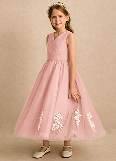 Azazie Rylie Flower Girl Dresses Rosette A-Line Lace Tulle Dress image4