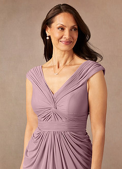 Azazie Lisolette Mother of the Bride Dresses Dusty Rose Sheath Pleated Mesh Dress image7