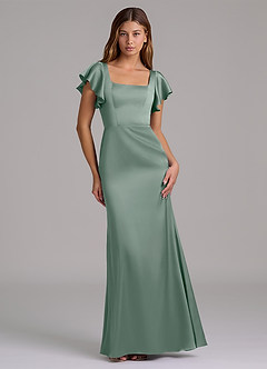 Azazie Elkie Vente finale Robe Sirène en Satin extensible Col Carré Emerald image1