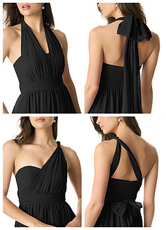 Azazie Olani Bridesmaid Dresses Black A-Line Off the Shoulder Chiffon Convertible Dress image2