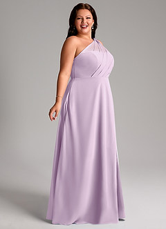 Azazie Phaedra Jurken voor bruidsmeisjes Jurk van Chiffon met A-Lijn One-Shoulder Frosted Lila image11