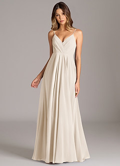Azazie Amani Bridesmaid Dresses White Alabaster A-Line Pleated Chiffon Dress image11