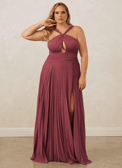 Christian Siriano Bridal for Azazie 1009 Bridesmaid Dresses Merlot A-Line Pleated Chiffon Dress image11