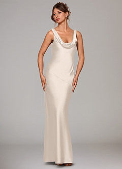 Azazie Rylina Bridesmaid Dresses White Alabaster Mermaid Stretch Satin Dress image3