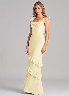 Azazie Marilynn Jurken voor bruidsmeisjes Jurk van Chiffon met Zeemeermin Off the Shoulder Citroensorbet image7