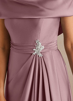 Azazie Branford Abiti per la Madre della Sposa Abito A-Line in Raso Elasticizzato Plissettato Rosa Polverosa image4