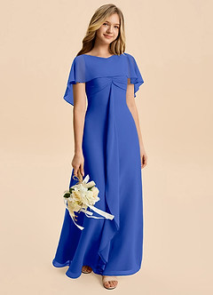 Azazie Selena Junior Royal Blue A-Line Ruched Chiffon Dress image5