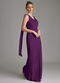 Azazie Essence Bridesmaid Dresses Grape Sheath Chiffon Dress image5