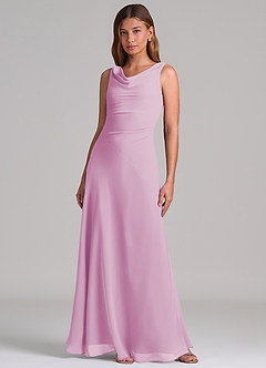 Azazie Nerine Brudtärnklänningar Klä av A-Linje i Chiffong Plisserad Godisrosa image3