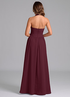 Azazie Darlyn Vestidos de damas de honor Vestido de Cabernet de Gasa de Corte en A con Plisado image2