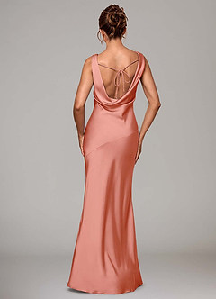 Azazie Rylina Bridesmaid Dresses Coral Mermaid Stretch Satin Dress image5