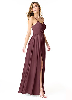 Azazie Cora Bridesmaid Dresses Sangria A-Line Pleated Chiffon Dress image8