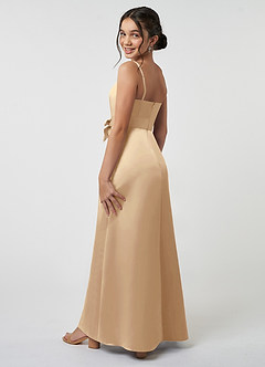 Azazie Anina Junior Robe Trapèze en Satin extensible Arc Champagne image5