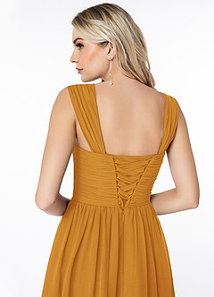 Azazie Angie Bridesmaid Dresses Butterscotch A-Line Corset Chiffon Dress image3