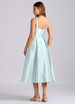 Azazie Amalie Robes de demoiselle d'honneur Robe Trapèze en Satin extensible Plissée Verre De Mer image5
