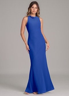 Azazie Allettie Robes de demoiselle d'honneur Robe Sirène en Mousseline de soie Bleu Roi image6