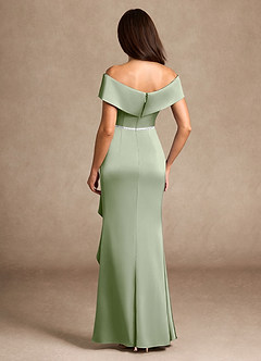 Azazie Dareia Mother of the Bride Dresses Dusty Sage Mermaid Off the Shoulder Stretch Satin Dress image5