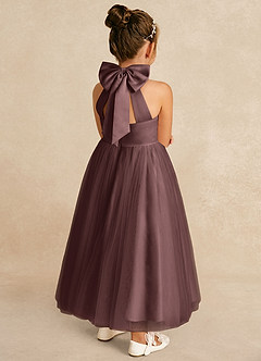 Azazie Bev Flower Girl Dresses Espresso A-Line Convertible Tulle Dress image6