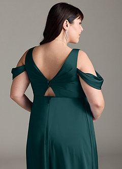 Azazie Rhea Maternity Bridesmaid Dresses A-Line Off-The-Shouler Pleated Stretch Satin Floor-Length Dress image13