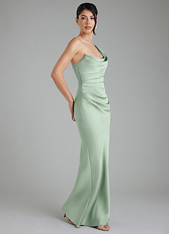 Azazie Sabrina Bridesmaid Dresses Agave Mermaid Corset Stretch Satin Dress image8