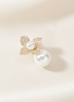 front Pendientes colgantes de perlas y flores de cristal