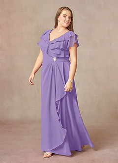 Azazie Snapdragon Kleider für die Brautmutter A-Linie V-Hals Gerüscht Chiffon Kleid Tahiti image3