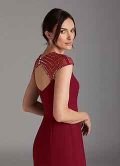 Azazie Blanchett Mother of the Bride Dresses Burgundy Mermaid Sequins Chiffon Dress image6