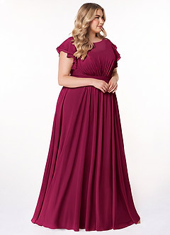 Azazie Daphne Modest Bridesmaid Dresses A-Line Ruffled Chiffon Floor-Length Dress image9