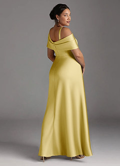 Azazie Milton Klänningar till brudens mor Klänning A-Line i Stretch Satin Plisserad Citronsorbet image12