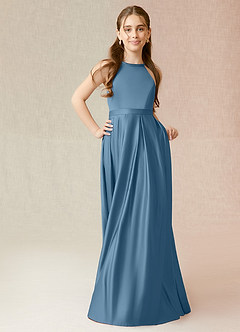 Azazie Arianthe Junior Bermuda A-Line with Pockets Matte Satin Dress image4