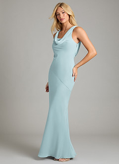 Azazie Rylina Bridesmaid Dresses Mist Mermaid Pleated Chiffon Dress image4