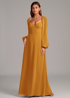 Azazie Annistyn Brudtärnklänningar Klänning av A-Linje i Chiffong Långärmad Knäck image4