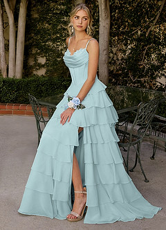 Floralace Mist Ruffled A-line Prom Dress image2