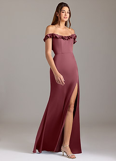 Azazie Callie Bridesmaid Dresses Desert Rose A-Line Ruched Stretch Satin Convertible Dress image6