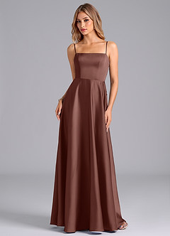 Azazie Elita Probar vestidos en casa Vestido de Verde Oscuro de Satén Elástico de Corte en A con Plisado image6