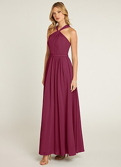 Azazie Jacey Final Sale Mulberry A-Line Pleated Chiffon Dress image3