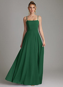 Azazie Elita Bridesmaid Dresses Dark Green A-Line Pleated Chiffon Dress image4