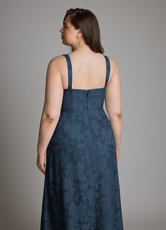 Azazie Debra Bridesmaid Dresses Dark Navy A-Line with Pockets Floral Burnout Dress image16