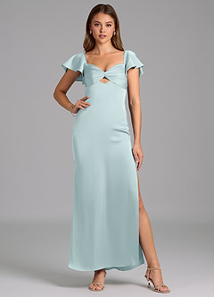 Azazie Demia 신부 들러리 드레스 쉬스 스윗하트 네크라인 스트레치 새틴 발목 길이 드레스 image5