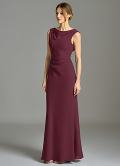 Azazie Kieryn Bridesmaid Dresses Cabernet Mermaid Pleated Chiffon Dress image3