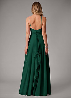 Azazie Amalia Bridesmaid Dresses Emerald A-Line Pleated Chiffon Dress image6
